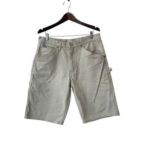 Men's Vintage Calvin Klein Khaki Shorts 100% Cotton Carpenter's Loop 90's Y2K 34